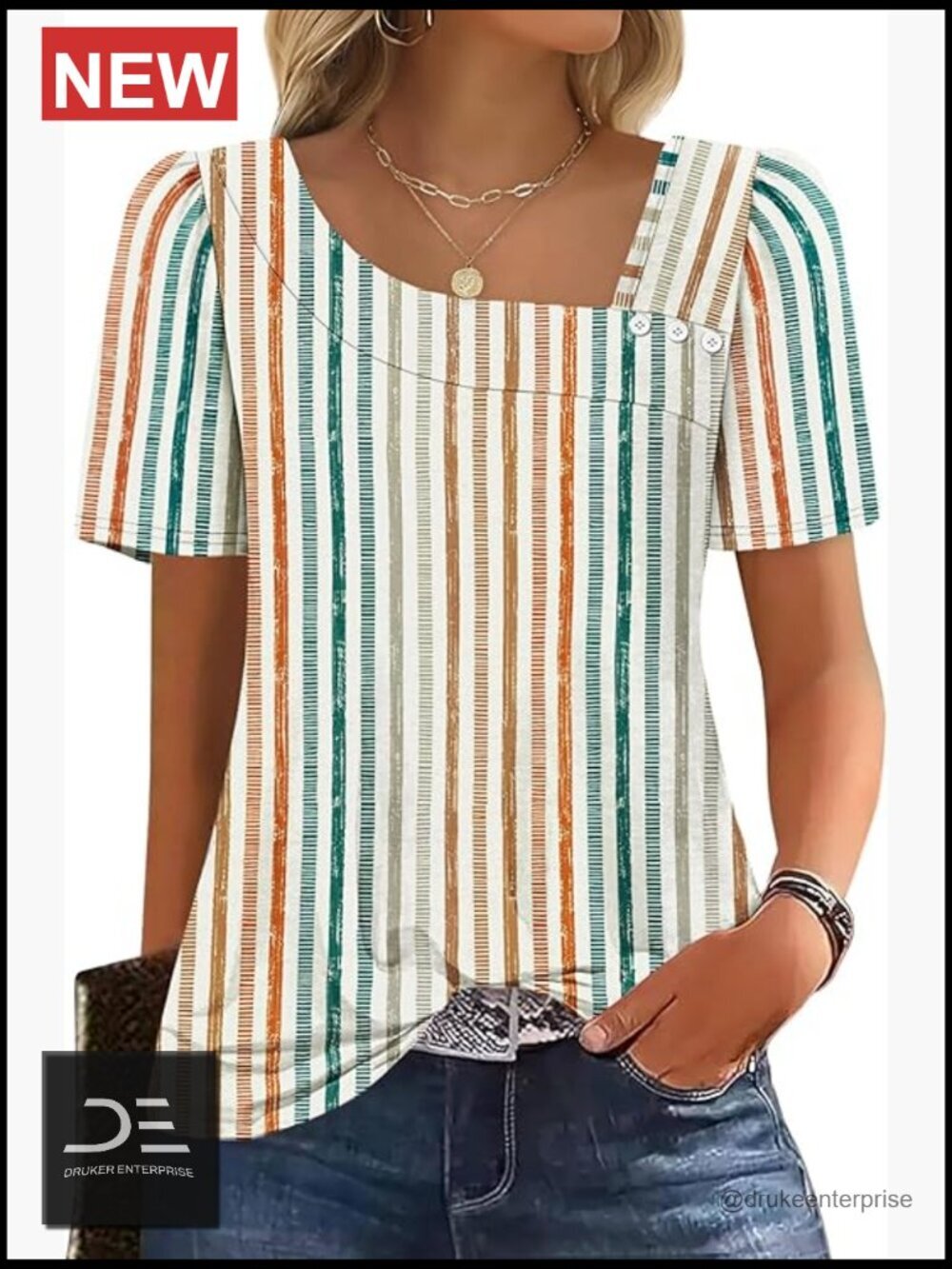 Puff Sleeve Square Neck Blouse 95% Polyester 5% Spandex